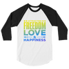 Attracting Freedom, Love & Happiness: 3/4 sleeve raglan shirt
